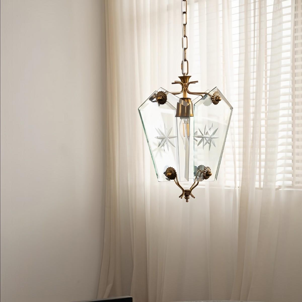 法创式中古风意雪玻璃卧室走吊灯美式复古廊衣帽花间阳台装99894