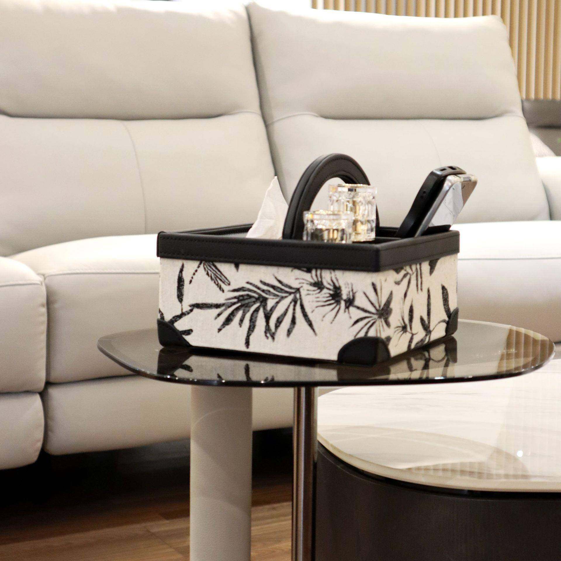 式复古皮质多功能纸巾盒客法厅布艺盒纸纸抽盒茶抽H-31几遥控器收