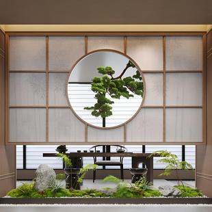 悬浮景真迎客松关真绿植新F99HJ5HH中式倒树挂观植物茶室玄橱窗假