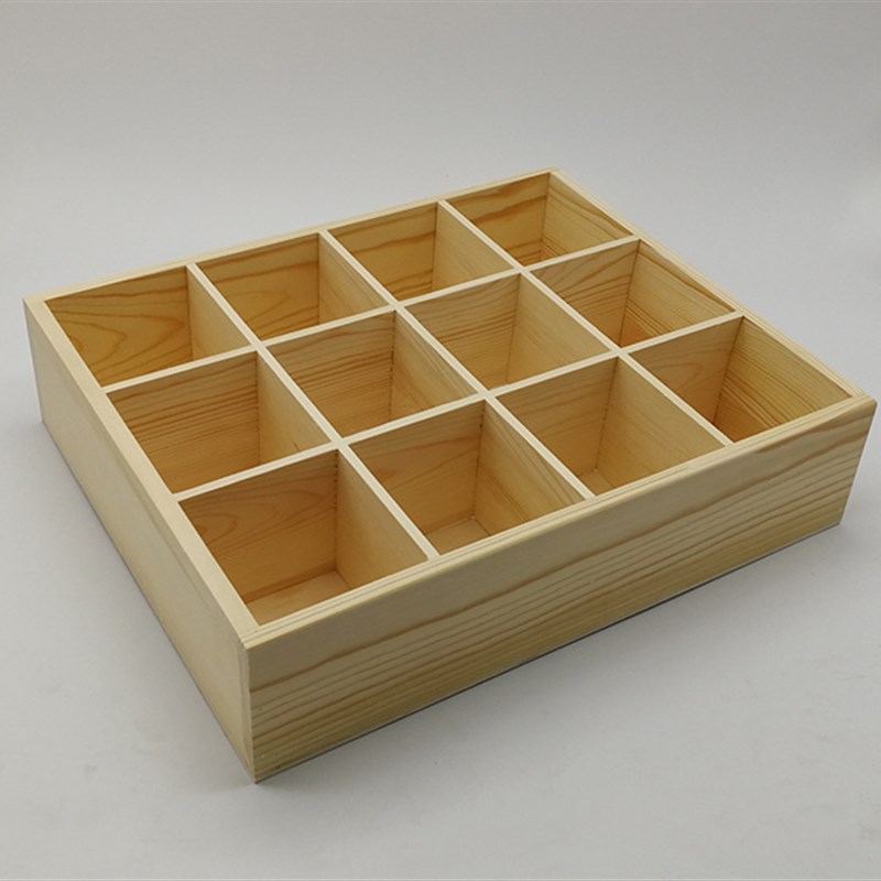 定制木盒十二宫i格多格收纳收纳盒 展示收纳格盒 长方形分格木盒