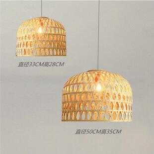 东锅亚竹藤灯民宿厅吊餐灯火锅南见描述店吊灯茶室书房灯火店创意
