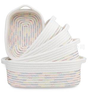 工厂织直I销北欧NS风套五件AB-036棉绳收纳篮棉绳编置物篮家用置