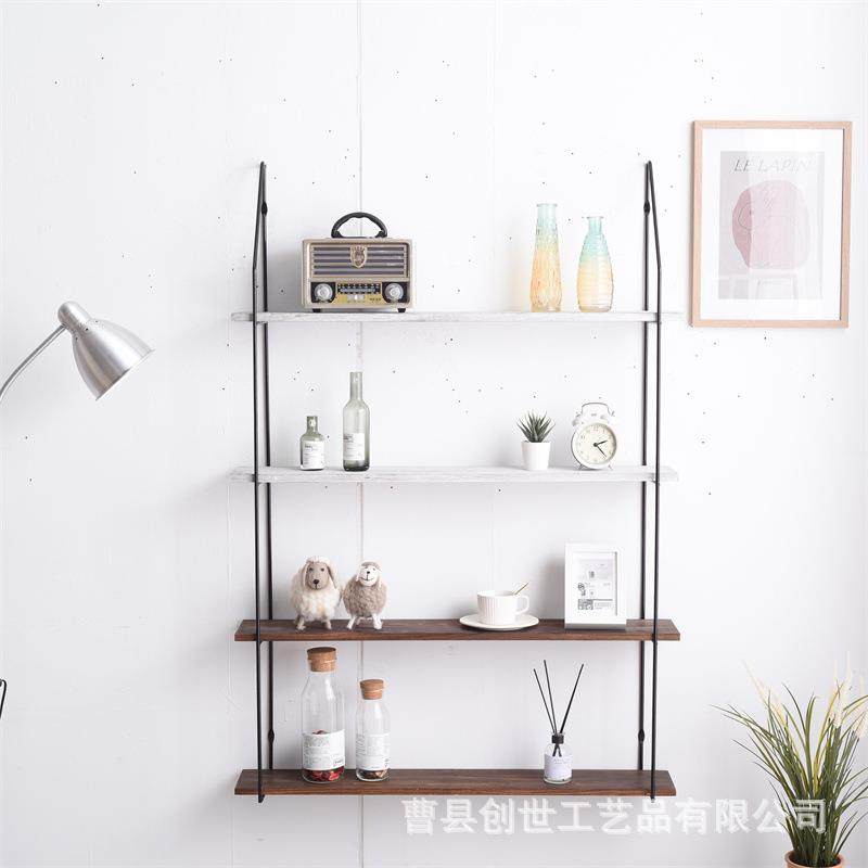 创意壁置物架实木客厅铁木结合壁挂墙字式一板实木CS070577物置架