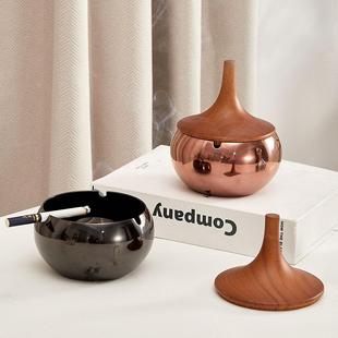 轻奢北欧高值家用高级商有盖不锈钢防桌面网红645客厅飞用灰颜烟