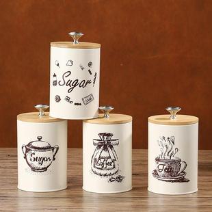 北欧色竹盖密封罐储物罐家叶具厨房桌纯密封防潮收纳罐面2310Q茶