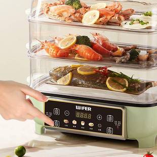 WI明FE电蒸锅家用笼三层多功能48L电蒸大容R量一KH PZ18体可视透