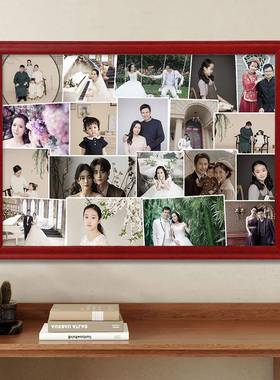 实木大相框家用木头怀旧80年代可以存放多张老照片的空框挂墙展示