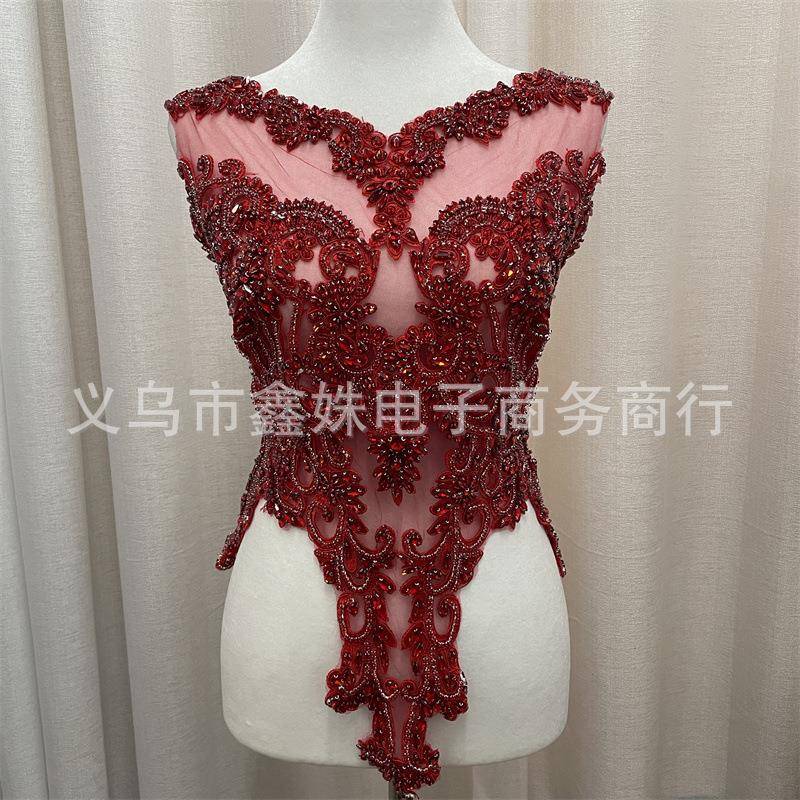 2024年直销女士服饰网纱水钻刺绣胸贴补丁服装辅料