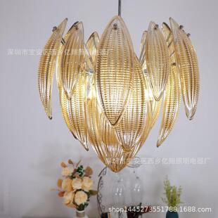 轻奢玻璃吊灯设计师款简约中古风创意复式楼梯间别墅客厅灯