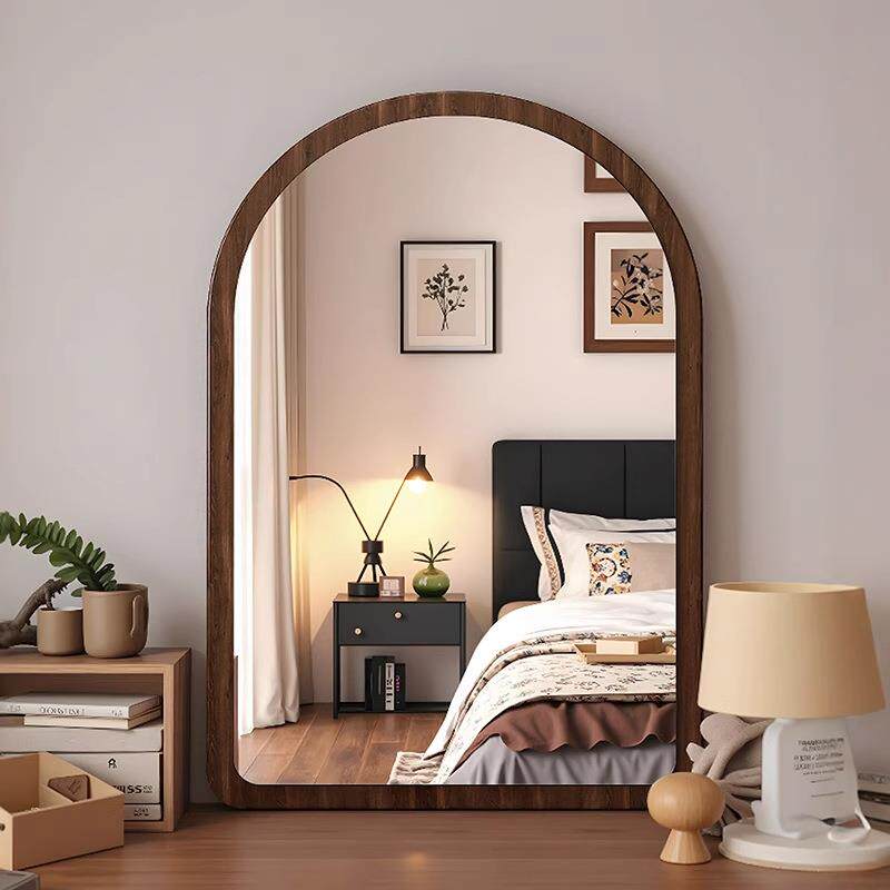 法式复古化妆镜台式桌面专用卧室墙面壁挂木质梳妆台上的大号镜子