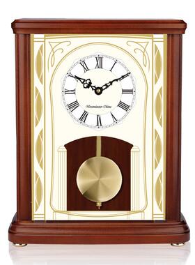 高级实木座钟欧式钟表客厅木制钟复古音乐报时钟T1045
