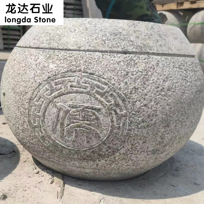 花岗岩石鼓芝麻灰大理石石球道路挡车石墩异型雕刻车止石石鼓