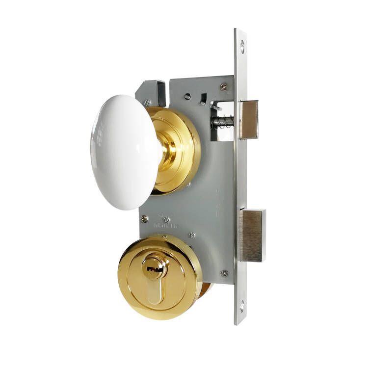 陶瓷金色分体锁中式木门锁家用通用型分体锁把手whitedoorknob