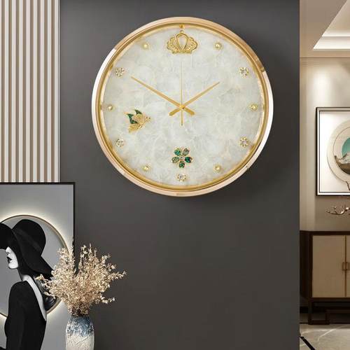 新款轻奢时尚贝壳挂钟客厅现代创意简约挂钟时钟网红餐桌石英钟表