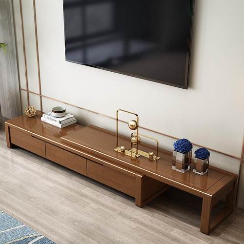 实木可伸缩电视柜现代简约小户经济型客厅影视地柜组合