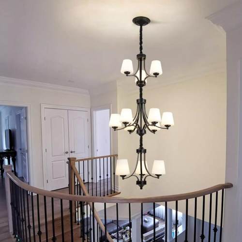 美式楼梯吊灯复式长吊灯别墅客厅三层公寓loft挑空跃层工程大吊灯