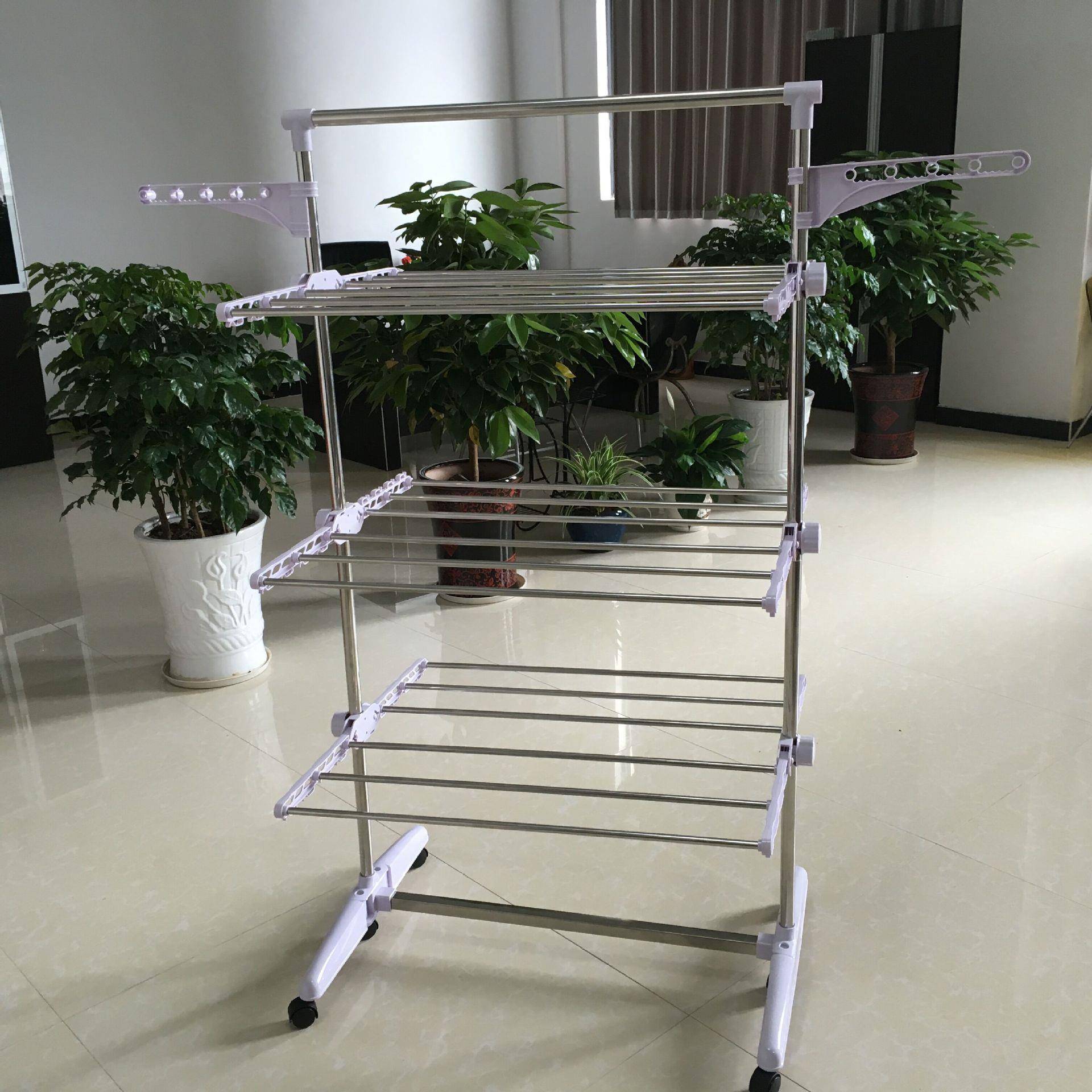 横杆加长普通款折叠落地移动晾衣架毛巾架三层双层单层