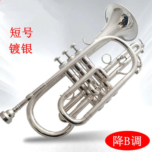 厂家批发镀银短号乐器西洋铜管降B调小号洋号初学乐队演奏