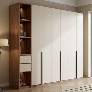 现代实木一门到顶衣柜家用卧室组合柜子简约大衣橱带转角书桌一体