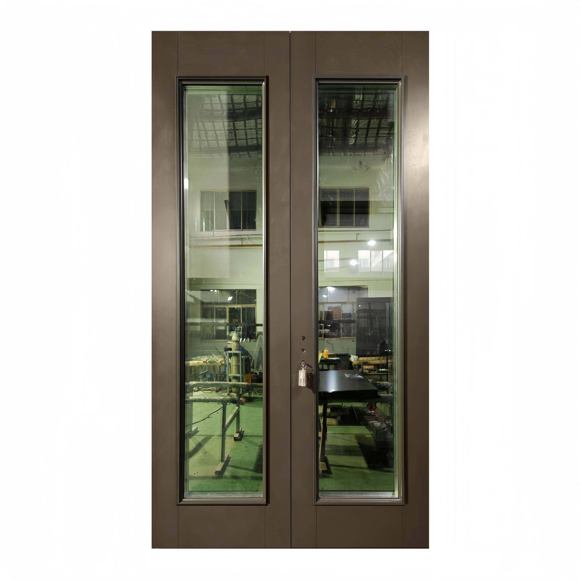 玻璃拼接对开门4毫米铝板小框拼接精雕拉手铸铝门防盗门别墅大门