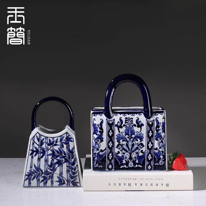 青花瓷玄关钥匙收纳陶瓷摆件花瓶民宿酒店家居桌面创意装饰插花器,纺织面料/辅料/配套,纺织机械配件,淘宝优惠券,粉丝福利购,淘宝优惠卷