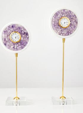 轻奢现代简约紫色水晶石家居摆件样板房客厅电视柜茶几书房装饰品