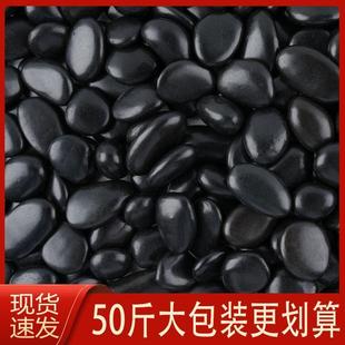 地黑色黑50花园庭院铺路石头造景石子装饰鹅卵石黑铺斤园林雨花石