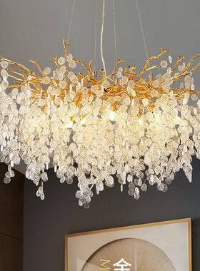 法式轻奢灯水晶吊灯客厅餐厅卧室树枝别墅复式楼金钱树雪花灯