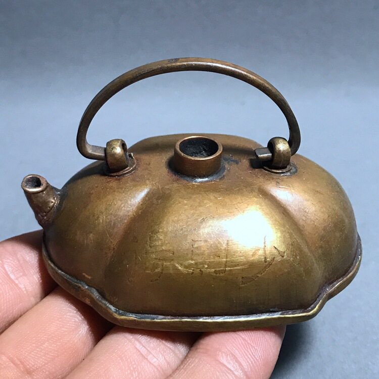 仿古纯铜铜器古玩杂项文房用具墨滴铜水滴摆件纯铜少则得砚滴