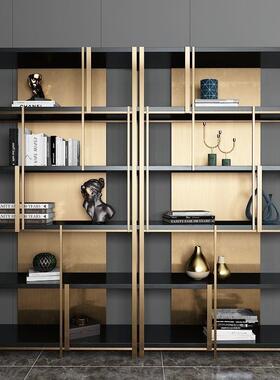 TXP2现代轻奢风书架公室多层不锈钢落地艺术铁艺装饰架展示柜