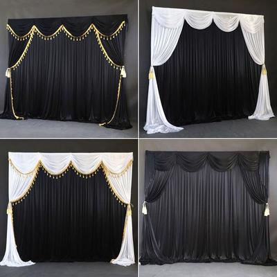 白事灵堂布置纱幔殡仪馆丧事葬礼幕布灵棚孝堂背景装饰黑白布幔