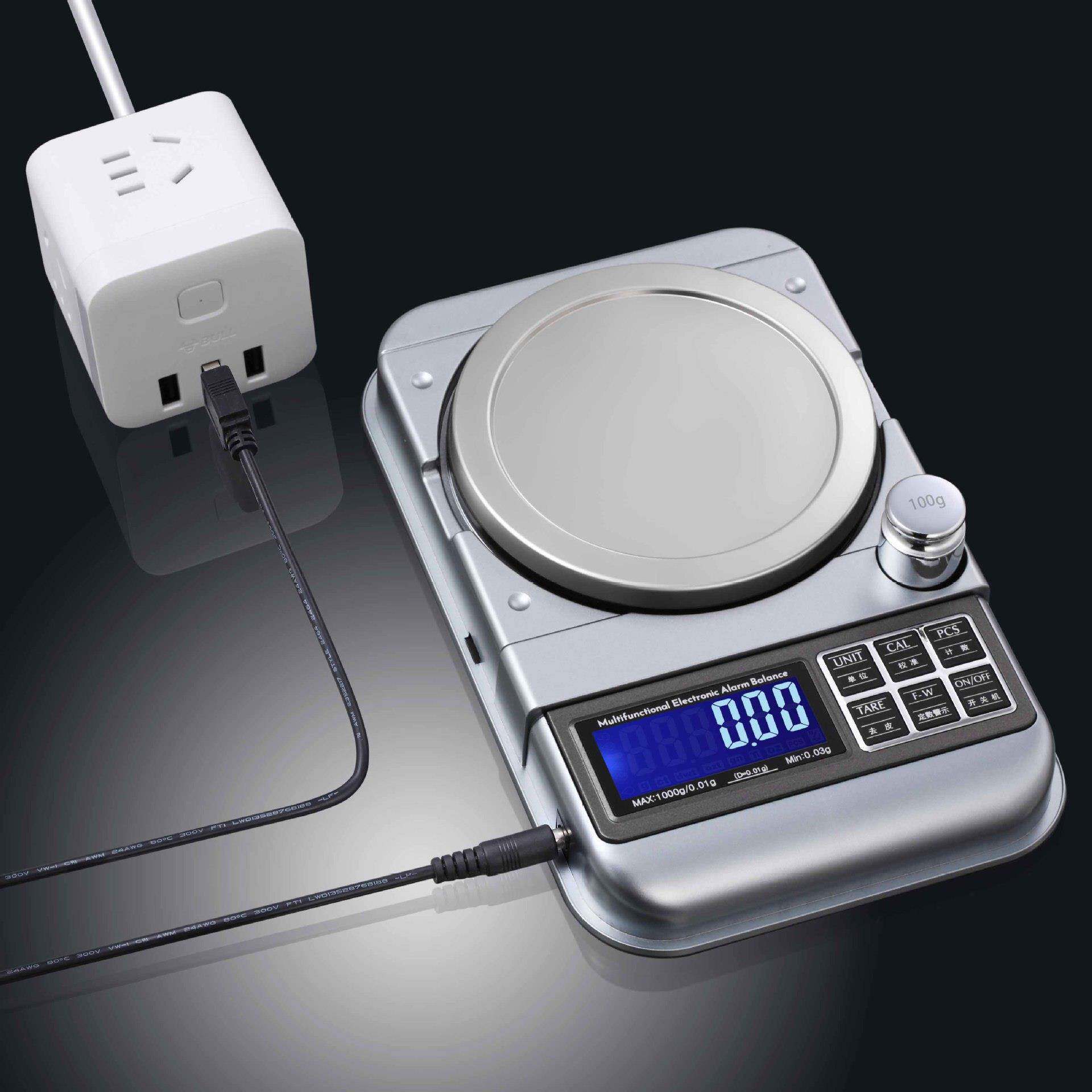 电子天平克拉珠宝秤5000g/0.1克称订量报警电子天平秤1000g/0.01g