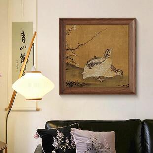 《喜悦燕舞》中古风客厅装饰画轻卧室鹌鹑壁画新中式艺术餐厅挂画