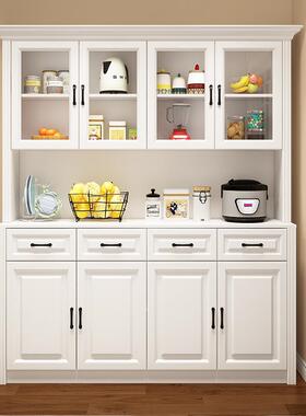 A10L实木白色餐边柜边柜简约餐柜客厅柜子靠墙一体厨房储物柜玻璃