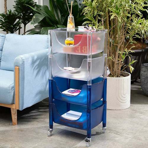 网红可移动小推车储物柜子简约家用亚克力透明收纳柜厨房置物架
