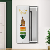 LED灯带隐藏式 饰画客厅试衣镜壁挂 镜子全身镜小清新植物穿衣镜装