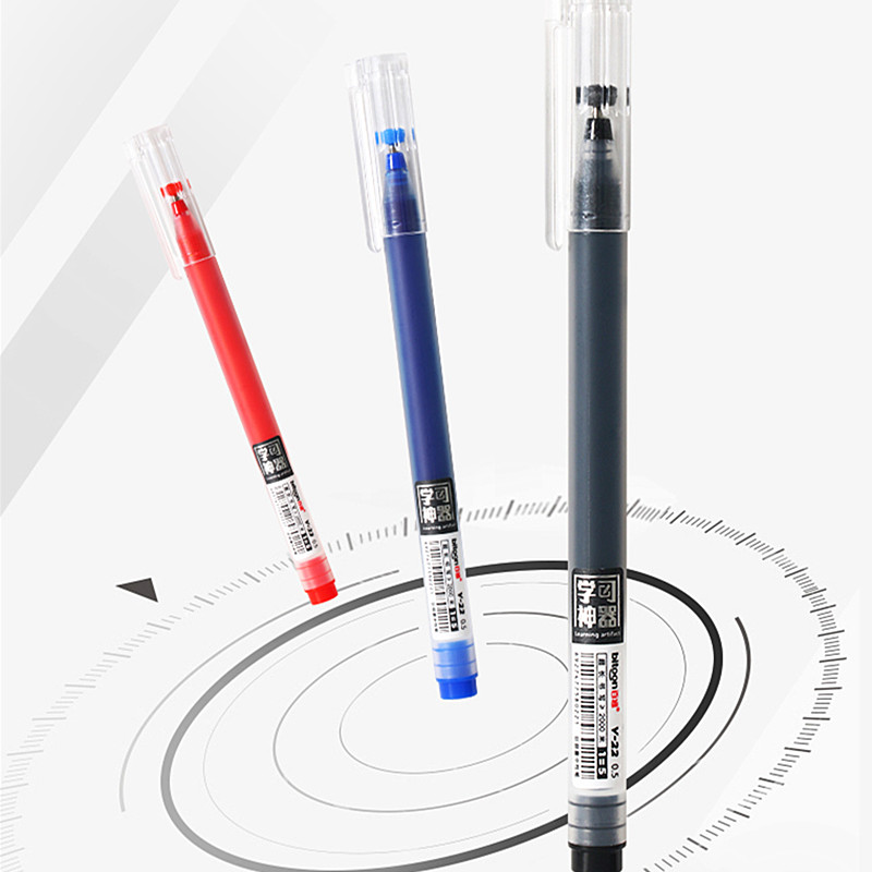 百通V-22大容量中性笔 0.5mm黑红蓝水笔一次性巨能写笔芯笔杆包邮