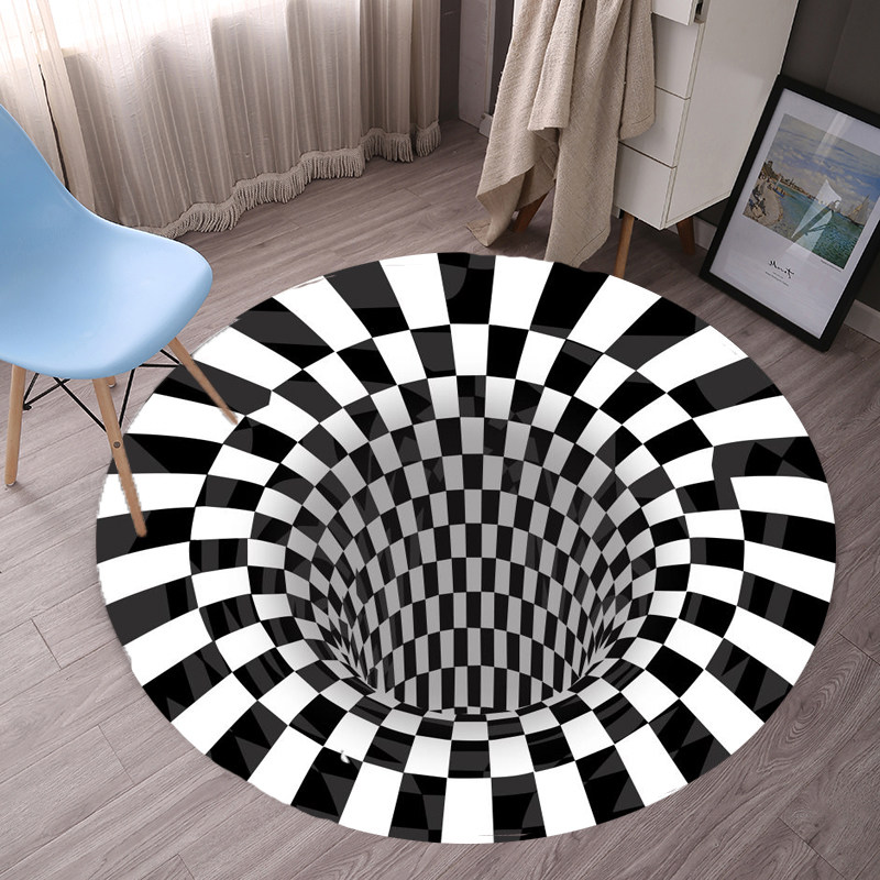 黑白圆形方格卧室床边地毯梳妆台衣帽间吊篮电脑椅地垫茶几垫子,居家布艺,家用脚垫,淘宝优惠券,粉丝福利购,淘宝优惠卷