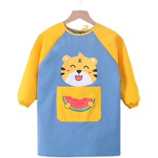 儿童防水罩衣长袖卡通宝宝吃饭衣围裙女孩加长款男童幼儿园反穿衣