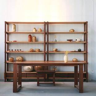 未来日记家具 原木书架 陈列架展示柜 博古架 茶室 摆件架子收纳