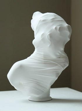 留连《茧》少女雕塑奶油风软装雕像头像陈列艺术品玄关抽象摆件