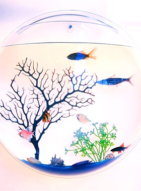 草缸壁挂鱼缸花瓶挂式花盆墙上装饰立体亚克力墙贴背景墙家居饰品