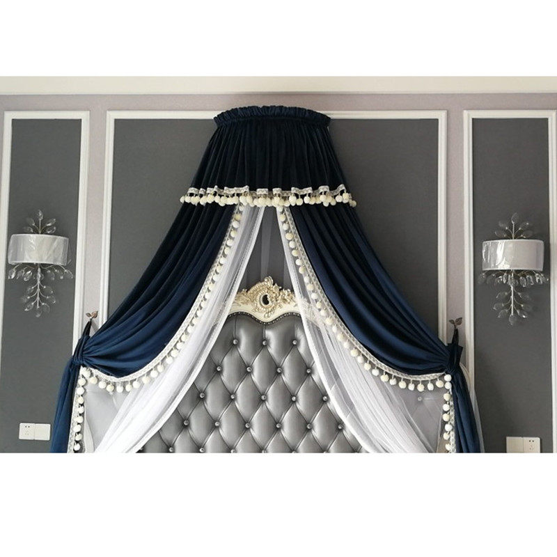 美式宫廷床幔装饰床头帘儿童欧式韩式可加蚊帐成人铁艺架窗帘床旗