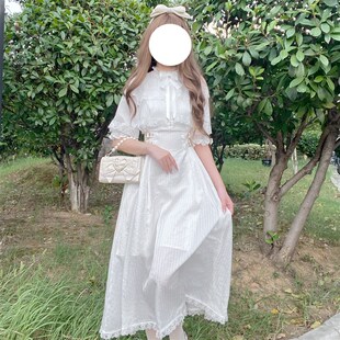 2024茶歇法式高级感留洋千金斗篷夏季清凉度假气质白色连衣长裙子