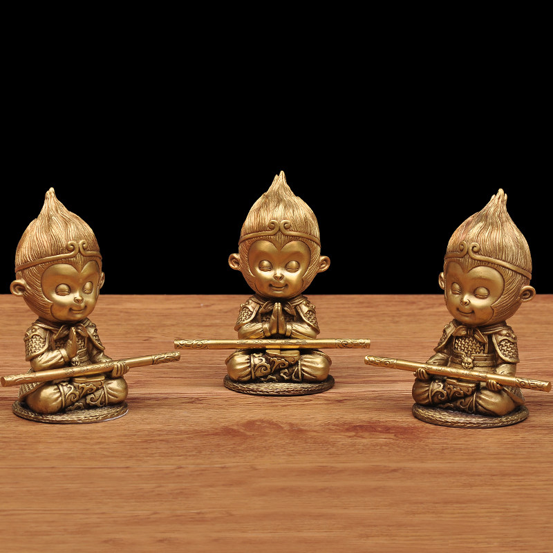 铜齐天大圣孙悟空摆件猴子金箍棒斗战胜佛创意可爱桌面车内装饰品