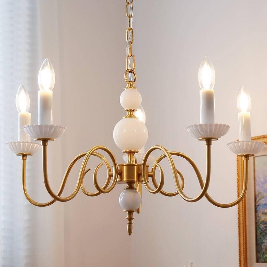 古玻3头奶璃吊灯法式vintage美802式白复古卧室餐厅衣帽间中黄铜