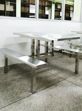 食饭WUX堂餐桌椅学校学生堂连体桌厂工餐厅员餐台不锈钢工餐桌4人