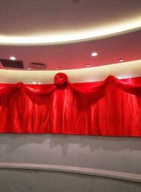 开SOT业型剪揭揭幕彩红布绸缎大红色花牌球波浪幕布庆典活动仪式