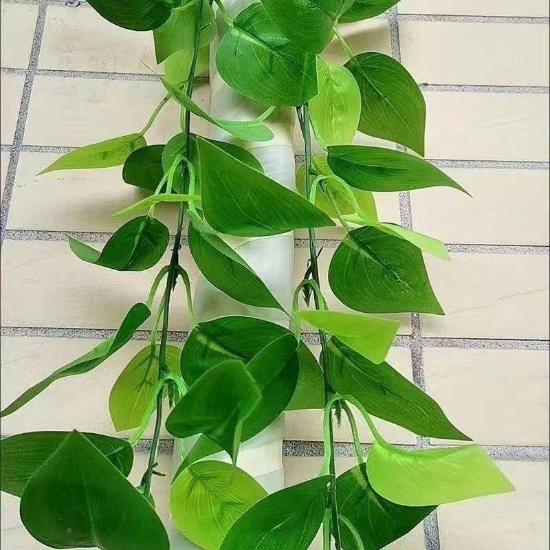仿绿萝叶厂家直供藤条假花绿叶仿子真植包管篱笆网真吊顶假绿叶子