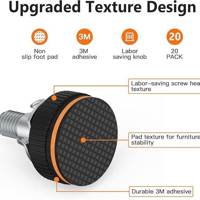 2个可调器家具调0ZH-016平，节调平脚，带橡胶垫